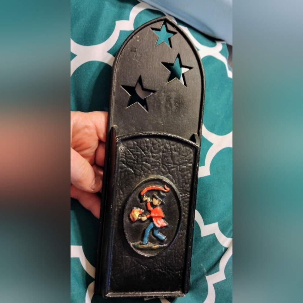 Vintage Metal Fireplace Match Holder    2/24